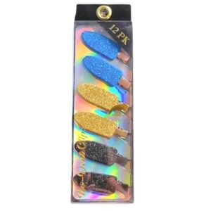 12 glitter hair clips